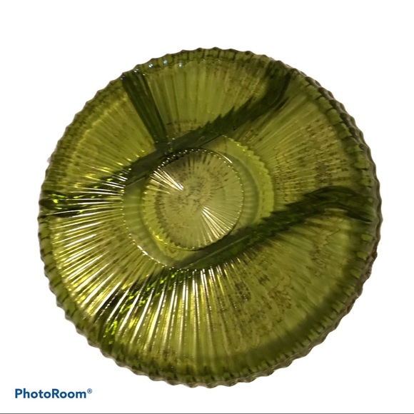 Vintage Indiana Depression Glass 1960s Divided Round Sawtooth Serving Platter - Picture 5 of 5